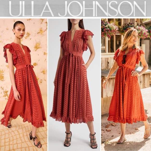 knee length dresses for ladies Kairi Flutter Sleeve Midi Dress - Porcelain Floral Print Sundress with  Short Sleeves
